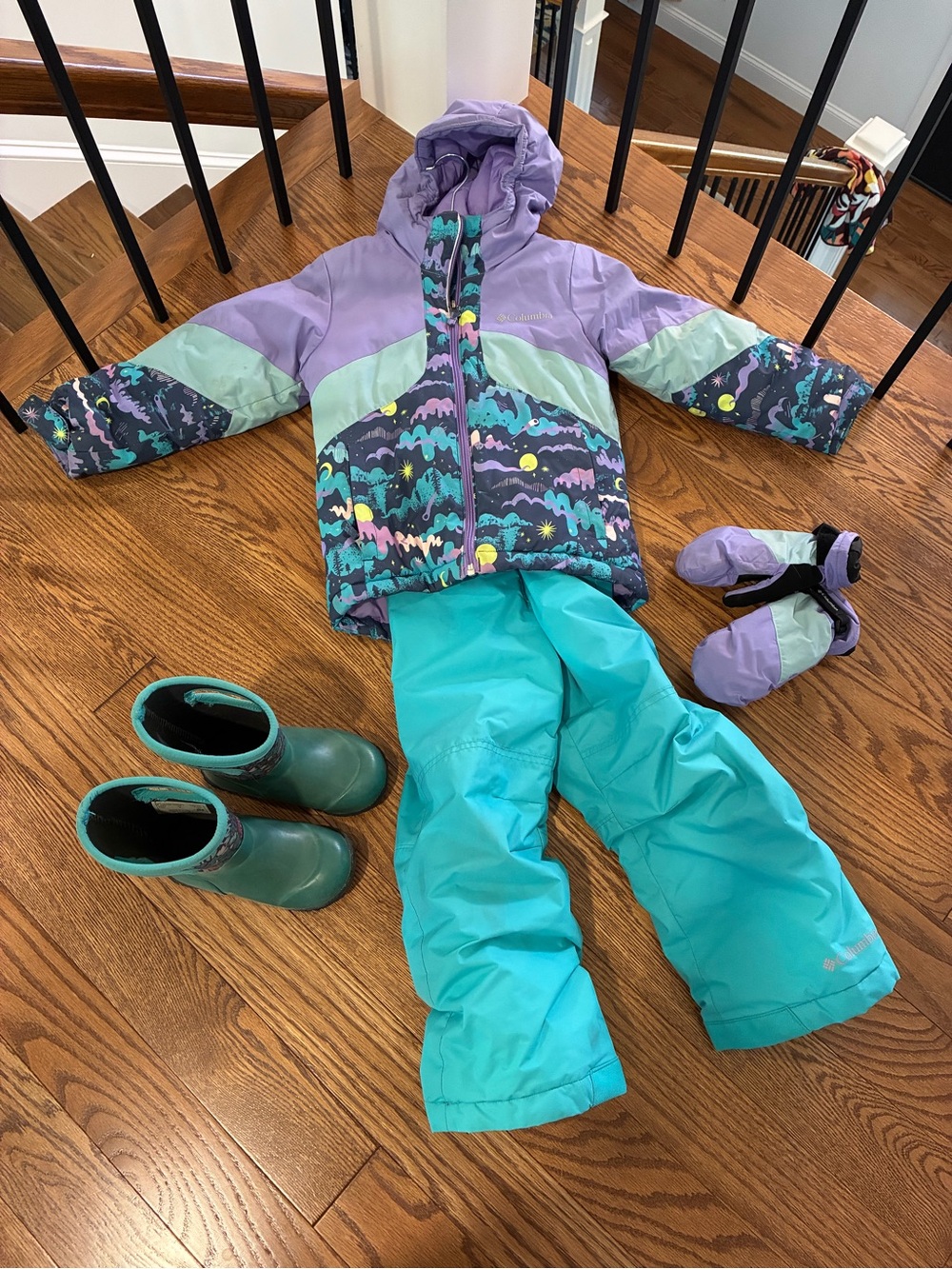 Columbia Kids Purple Teal Patterned Puffer Jacket